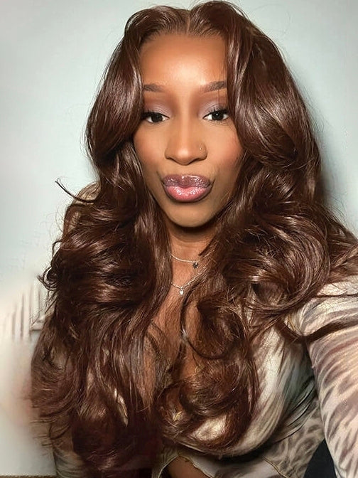 [Glueless Wig] Upgrade Lumiere Chocolate Brown Glueless Wig Body Wave 13x4 Pre Cut Lace  Ready To Go Human Hair Wig