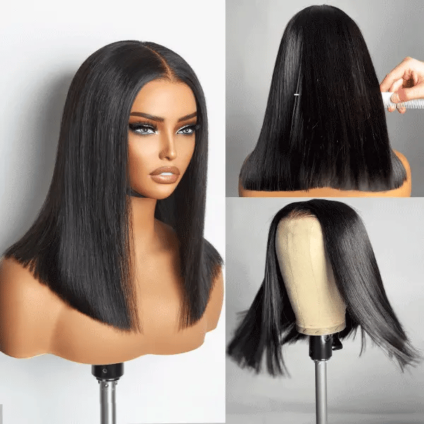 15A Lumiere 250% Density Blunt Cut 2x6 Lace Closure Wig New HD Bob Wig Human Hair Straight Wigs for Women Natural Black