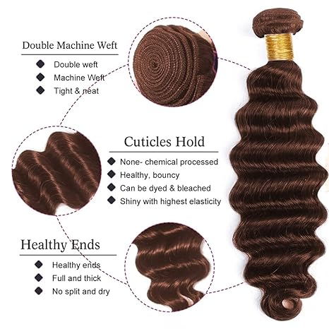 #4 Brown Colored 1 Piece Loose Deep Wave Bundles Brazilian Human Hair Bundles Hair Extension Hair Weaves