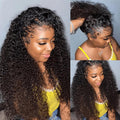 Bords 4C | Indétectable Kinky Straight Kinky Edges 13x4 Frontal Lace Glueless Wig | Inspiré d'Afro 