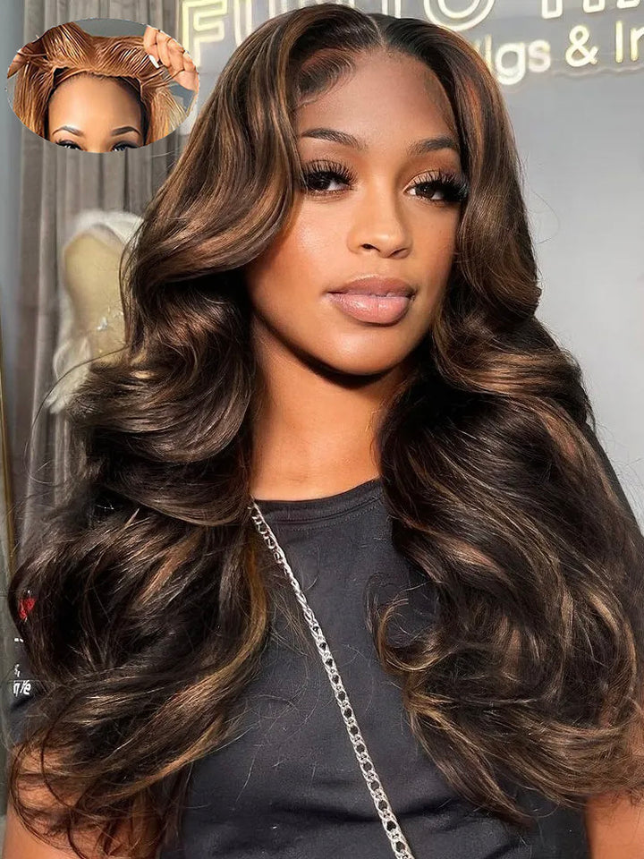 [Glueless Wig] Upgrade Lumiere 13x4 Pre Cut Lace  P4/30 Body Wave Glueless Wigs Ready To Go Human Hair Wig