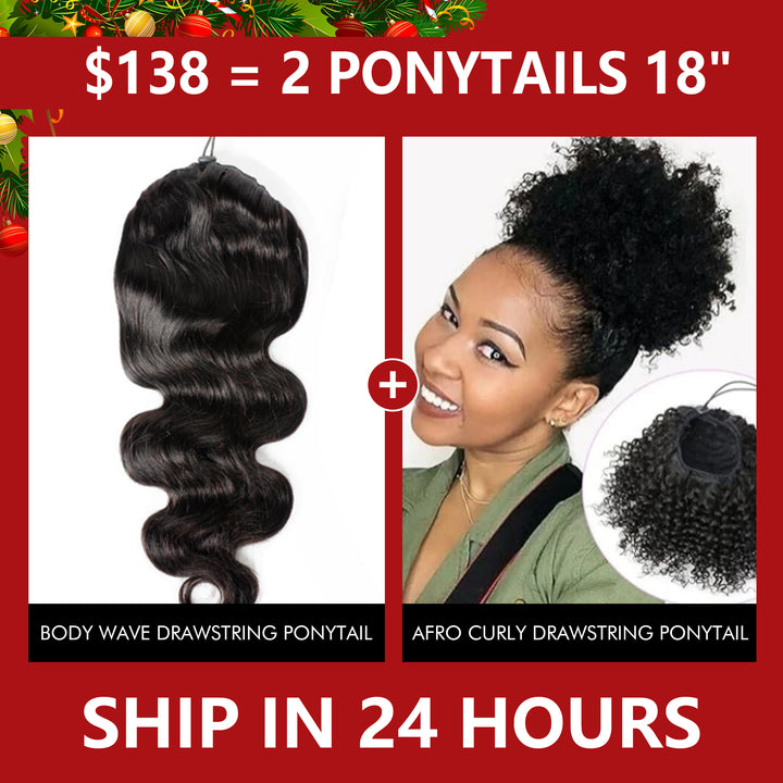 Extensions de cheveux humains de queue de cheval de cordon de vague de corps pour des femmes 