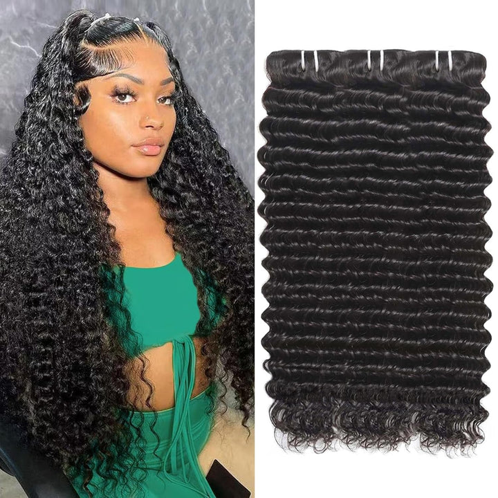 lumiere 15A Deep Wave Virgin Hair 3 Bundles  Human Hair Extension 10-24 inches