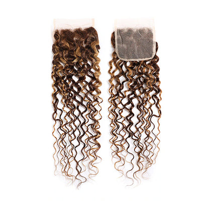 Highlight P4/30 kinky curly 4x4 Lace Closure one piece for black women