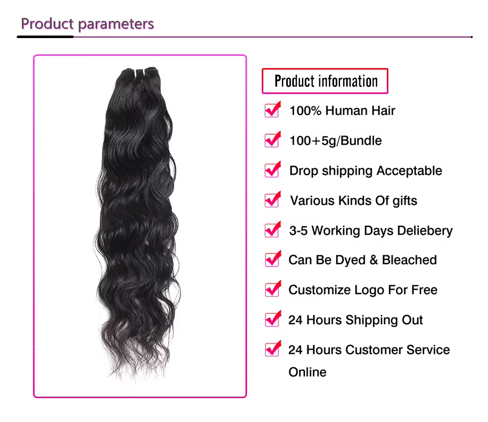 lumiere Natural Black 15A Natural Wave Bundles 3 Bundles Peruvian 100% Human Hair Extensions