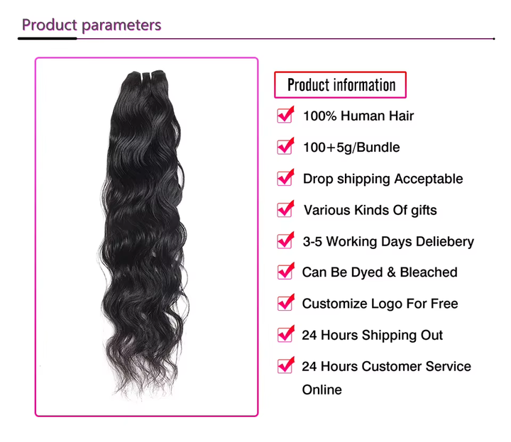 lumiere Natural Black 15A Natural Wave Bundles 3 Bundles Peruvian 100% Human Hair Extensions