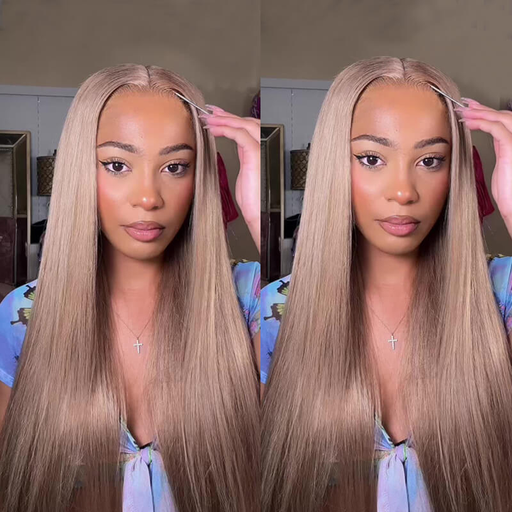 TikTok Hair Inspiration| Lumiere 13x4 HD Lace Rose Milk Tea Brown Colored Straight/Body Wave Wig