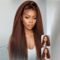 Lumiere Hair Chocolate Brown Kinky Straight Lace Frontal Wig Human Hair For Women