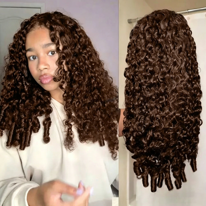 Glueless Highlight Color P4/30 Deep Wave Lace Front Wig Pré plumé avec des cheveux de bébé