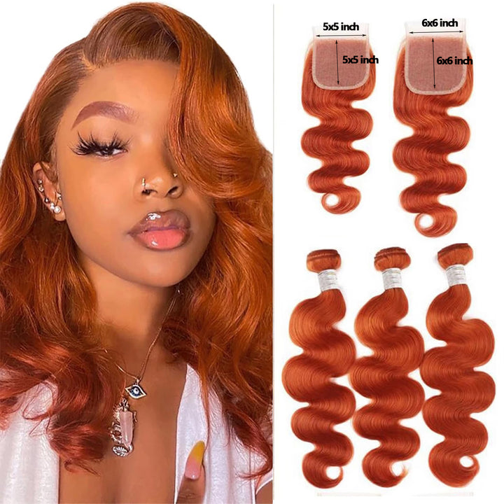 #4 Brown Body Wave 3 Bundles avec 4X4 Lace Closure 100% cheveux humains vierges 