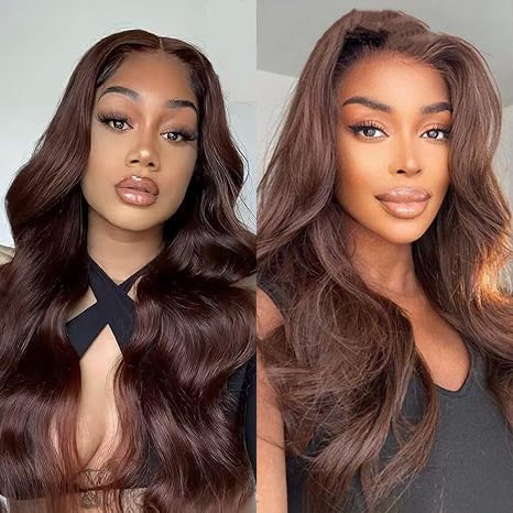 AMZ Lumiere #4 Color & Chocolate Brown Body Wave Wig 13x4 Lace Front Human Hair Wig 200% density