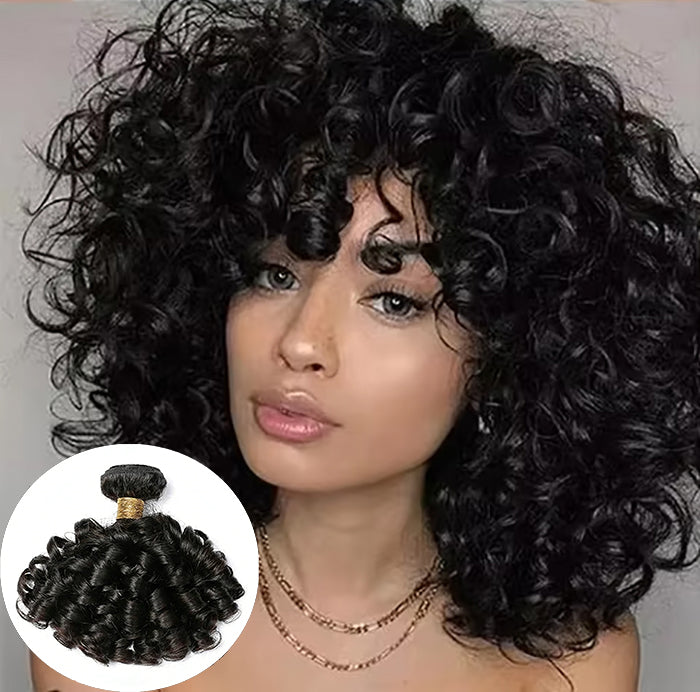 Lumière Cheveux 1 Pièce Bouncy Culry Bundle de Cheveux Humains Unprocess Virgin Extension de Cheveux Humains Un Bundle Seulement