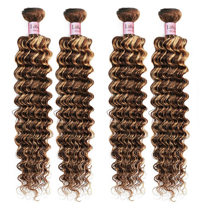 P4 / 27 Highlight Loose Deep Wave 4 Bundles Cheveux Brésiliens Remy Ombre 