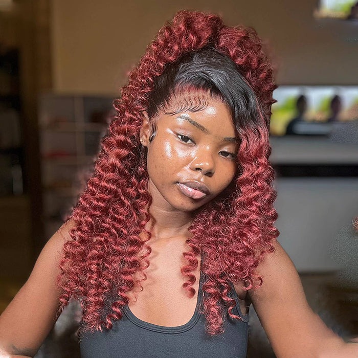 1B/33 Ombre Loose Deep Wave HD 13x4 Lace Frontal Wig Colored Human Hair