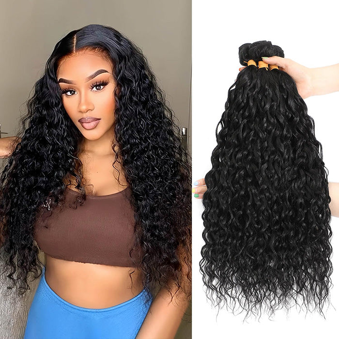 lumiere Malaysian Water Wave Virgin Hair 3 Bundles Extension de cheveux humains 8-40 pouces 