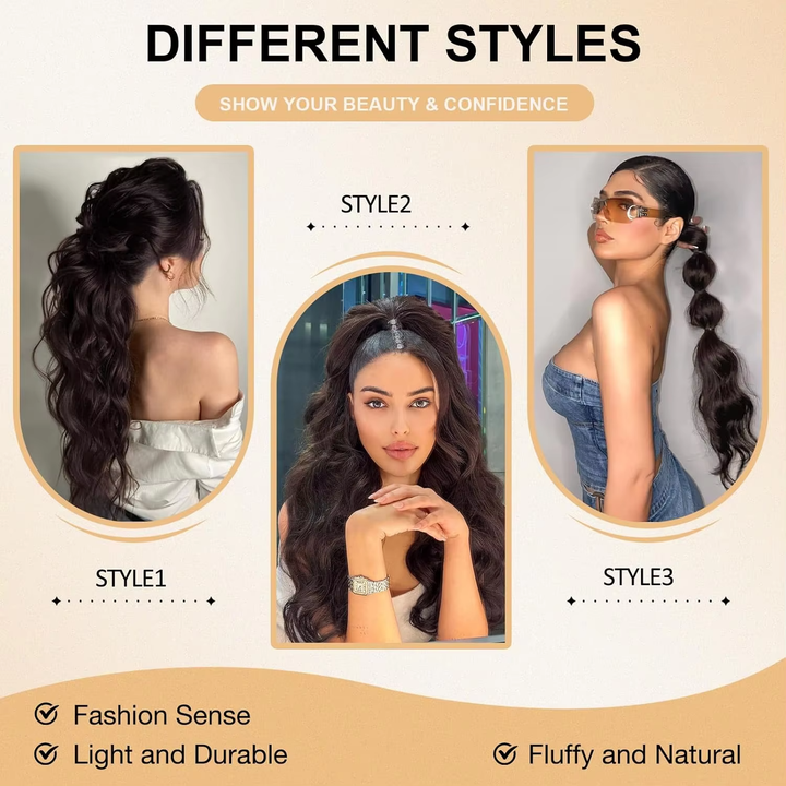 Body Wave Wrap Around Ponytail Human Hair #2 Dark Brown Color Brazilian Hair Magic Paste Pony Tail Extentions