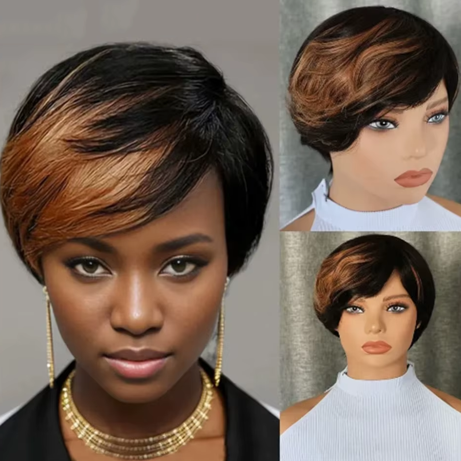 Naturel noir 13 x 4 x 1 partie latérale dentelle bouclée courte Pixie Cut Bob pour les femmes noires 