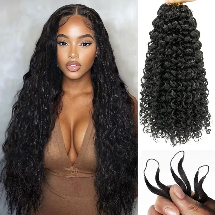 Lumiere Water Wave Feather Crochet Human Hair for Boho Braids with Miracle Waves