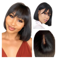 New Pixie Cut Natural Black Straight Bob Wig 4x1 HD Lace Wig