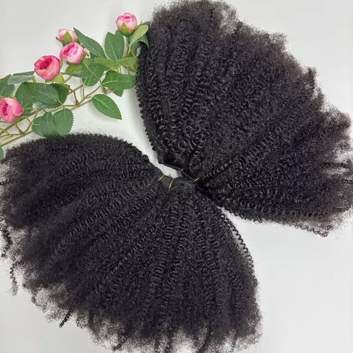 lumiere Hair Indian Afro Curly 4 Bundles Virgin Human Hair Extension