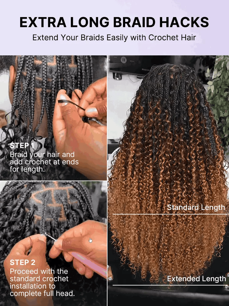 #T1B/30 Kinky Curly Feather Crochet Hair Root Black With Brown Human Hair Extension