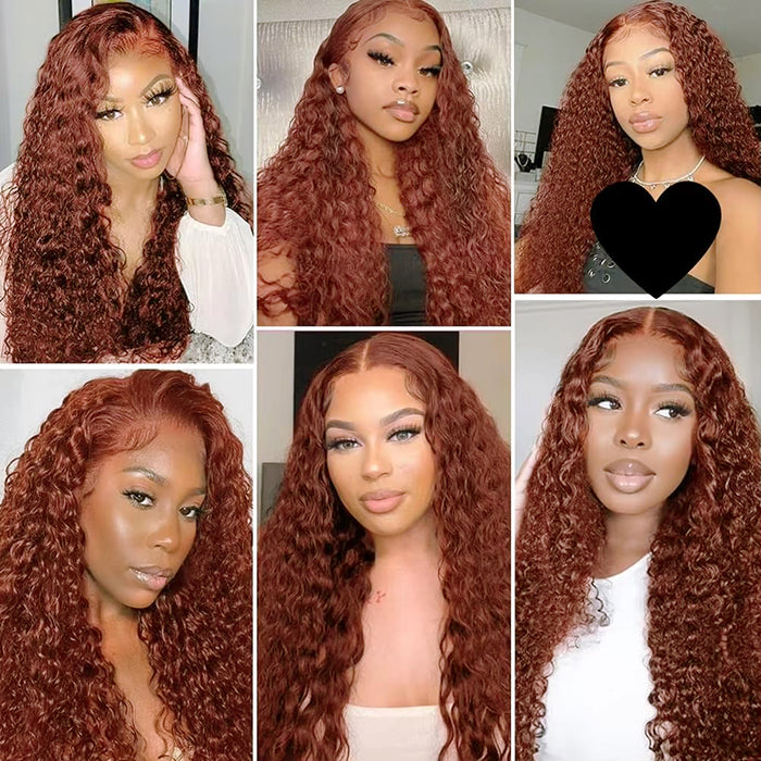 #33 Reddish Brown water Wave 3 Bundles Human Hair(No Code Need)