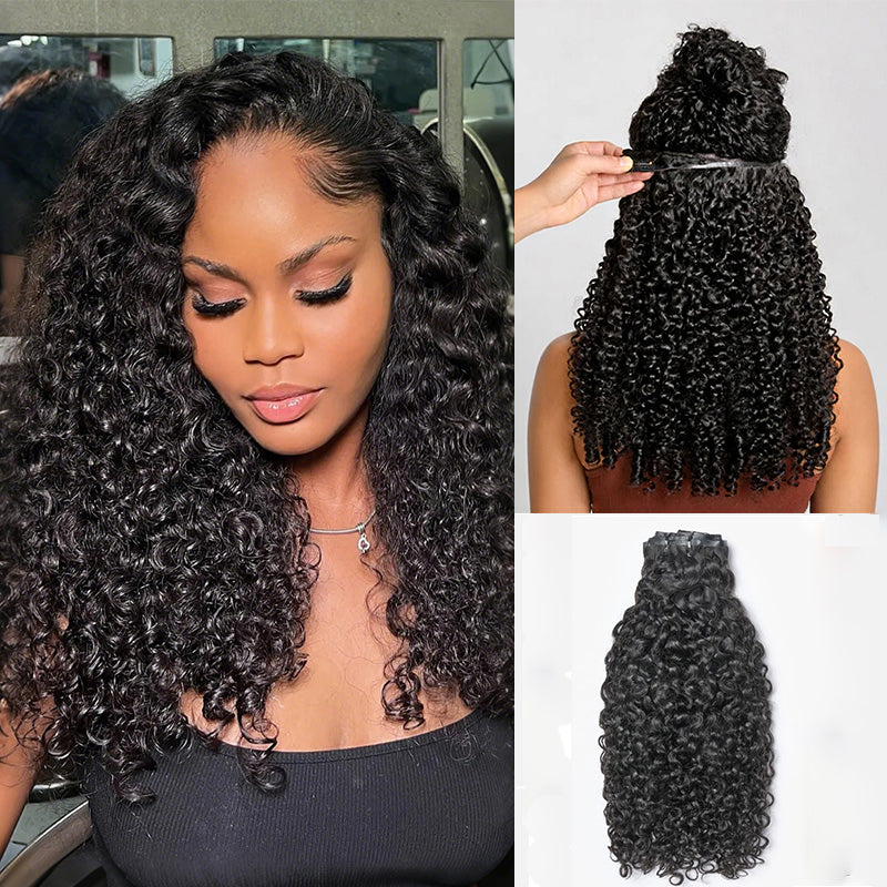 Burmese Curly Seamless Clip in Extensions Real Human Hair 120g/8pcs 160g/10pcs