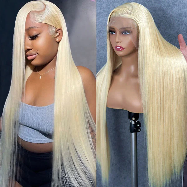 Vente Flash 613 Honey Blonde Straight 13x4 HD Transparent Lace Front Wig Preplumed 