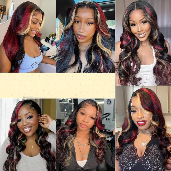 Mettez en surbrillance 99J Blonde Body Wave Lace Front Wig pour les femmes 