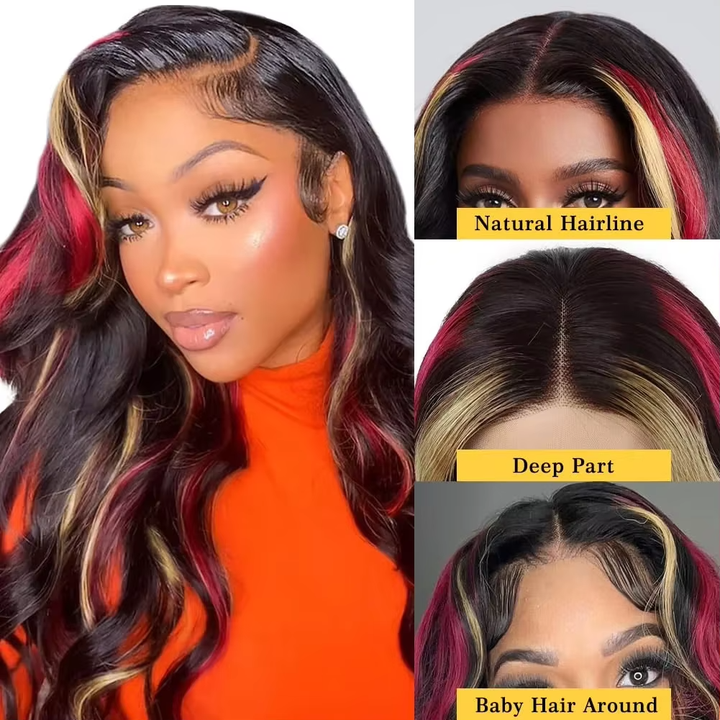 Mettez en surbrillance 99J Blonde Body Wave Lace Front Wig pour les femmes 