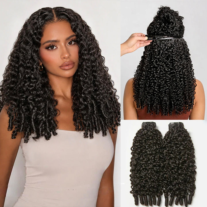 Burmese Curly Finger Coil Ends Clip in Human Hair Extensions 120g/8 Pieces 160g/10 Pieces