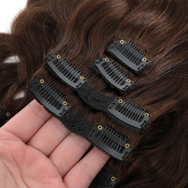 #2 Body Wave Clips In 8PCS 120 Grams/Set Human Hair Extension For Women