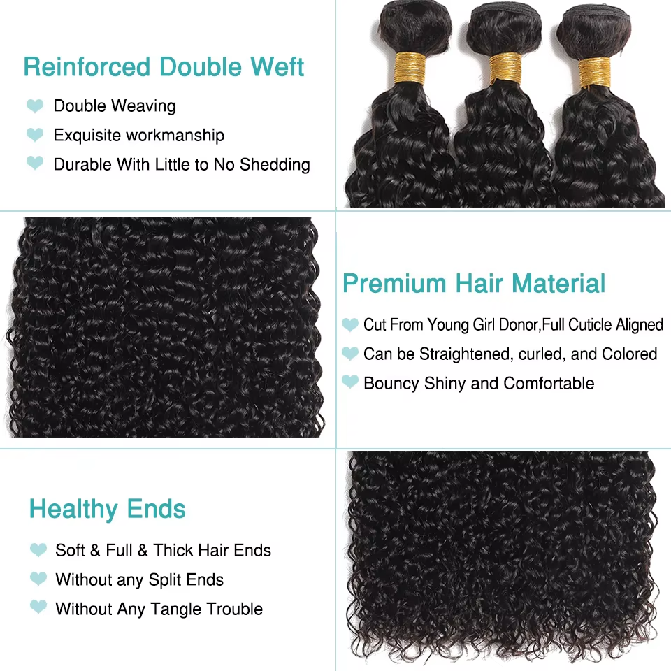 Lumiere 15A Afro Kinky 100% Brazilian Human Hair 3 Bundles Extensions Unprocessed For Woman
