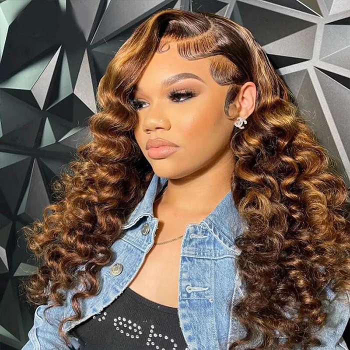 Lumiere #P4/27  Wig Loose Deep Wave 13x6 Transparent Lace Human Hair Wigs