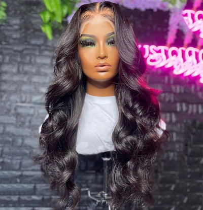 Lumiere Purple Highlights Loose Wave 13x4 Transparent Lace Front 180% Density Human Hair Guleless Wigs For Black Women HDZ