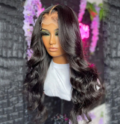 Lumiere Purple Highlights Loose Wave 13x4 Transparent Lace Front 180% Density Human Hair Guleless Wigs For Black Women HDZ