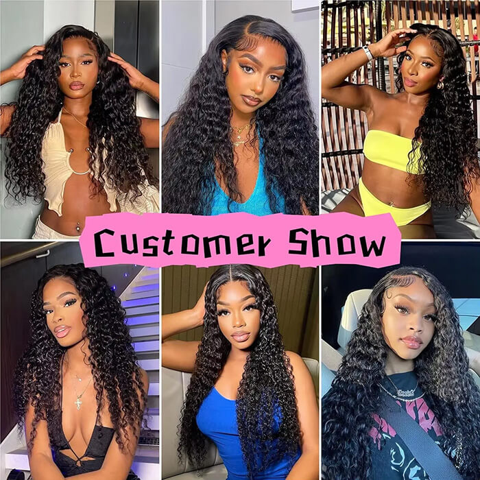 (B1)Deep Wave Human Hair 3 Bundles Natural Human Hair for Women Brazilian Raw Hair Extensions(Ship In 24Hours)