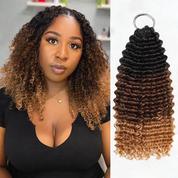 #T1B/4/27 Ombre Deep Wave Feather Crochet Human Hair Extensions