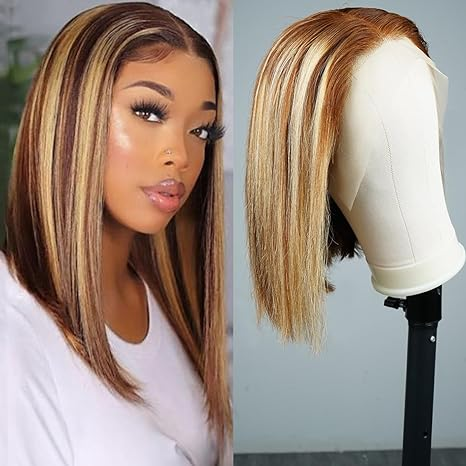 Lumiere A1 Customized P4/27 Highlight Straight Bob Wig Human Hair 13X4 Frontal Lace Wig For Black Women