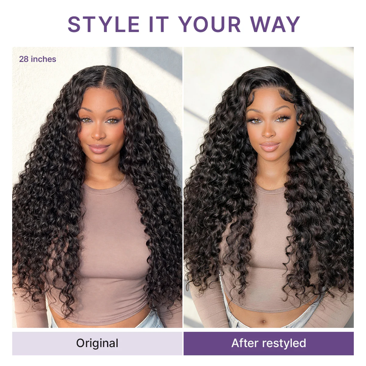 Lumiere Water Wave 13x4 Lace Frontal 180% Density 200% Density Human Hair Wig With Baby Hair