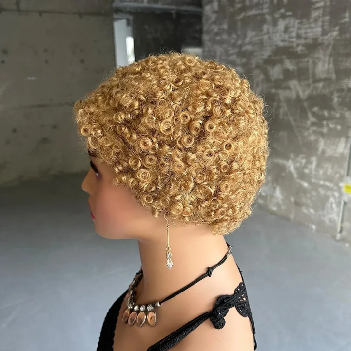 Naturel noir 13 x 4 x 1 partie latérale dentelle bouclée courte Pixie Cut Bob pour les femmes noires 