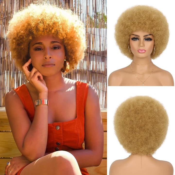 New Pixie Cut Colored Fluffy Afro Kinky Curly Wig For Women Human Hair Full Machine Explosive Hair Wigs