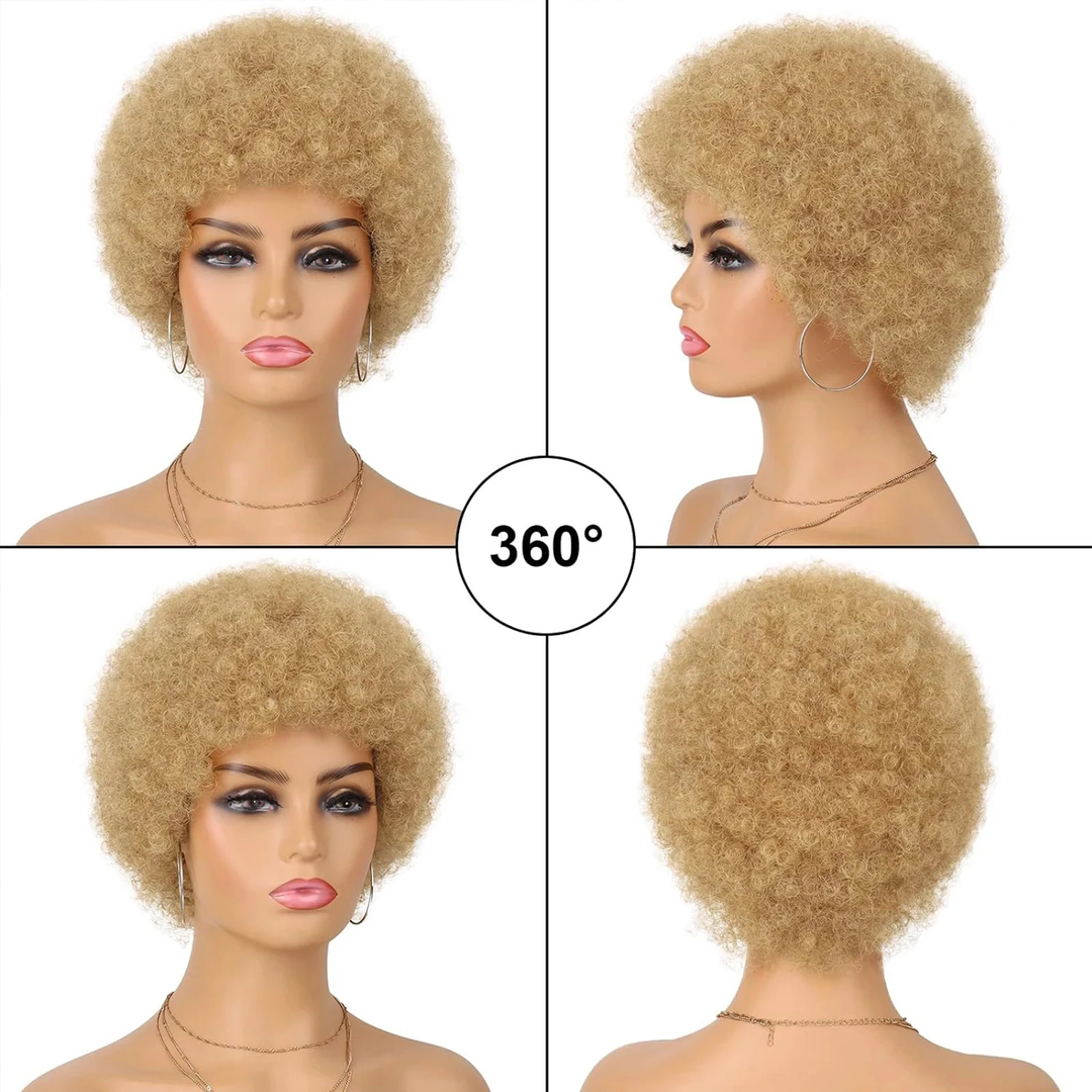 New Pixie Cut Colored Fluffy Afro Kinky Curly Wig For Women Human Hair Full Machine Explosive Hair Wigs