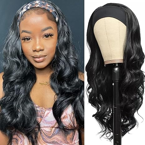 Lumiere Body Wave Headband Human Hair Wig Machine Made Non-Lace