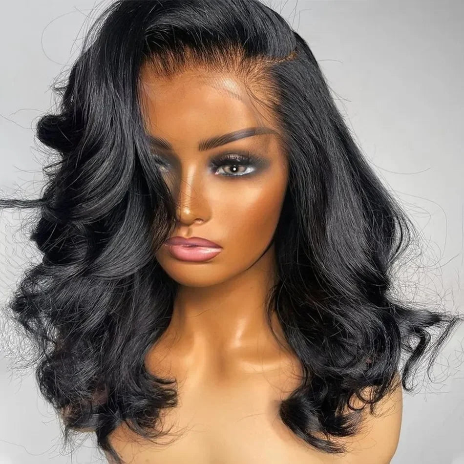 Lumiere HD Lace Frontal Human Hair Pre Plucked Wig Highlight 99J Body Wave Bob  For Black Women HDZ