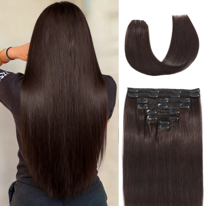 #2 Straight Clips In 8PCS 120 Grams/Set Human Hair Extension For Women