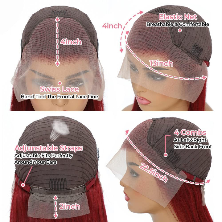 #350 Ginger Straight HD Transparent Lace Front Wigs Pour Femmes Cheveux Humains 