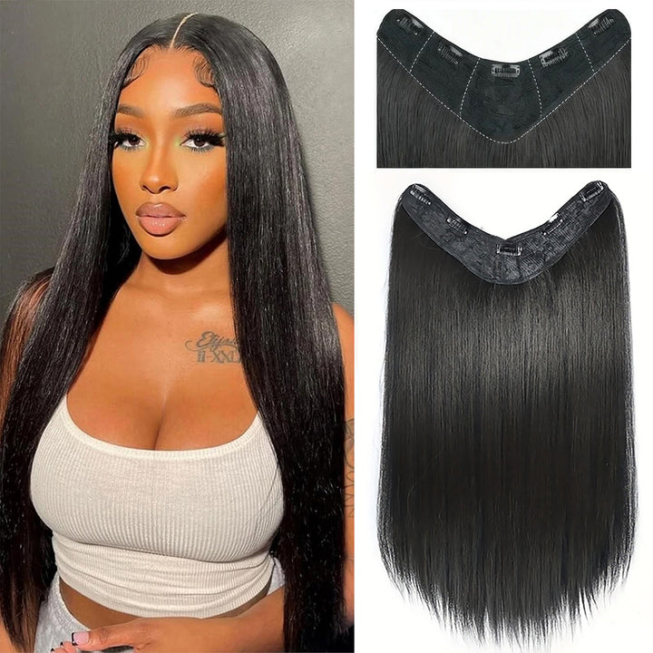 15A Long Straight V-Shaped Clip in Hair Extension One Piece 5 Clips Heat Resistant Hair For Women