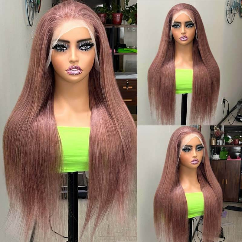 #4/30 Ombre Lace Front Straight Wig Highlight Perruques de cheveux humains pré-plumées 