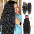 Kinky Curly 4 Bundles With Closure 6x6 Lace 100% virgin human hair